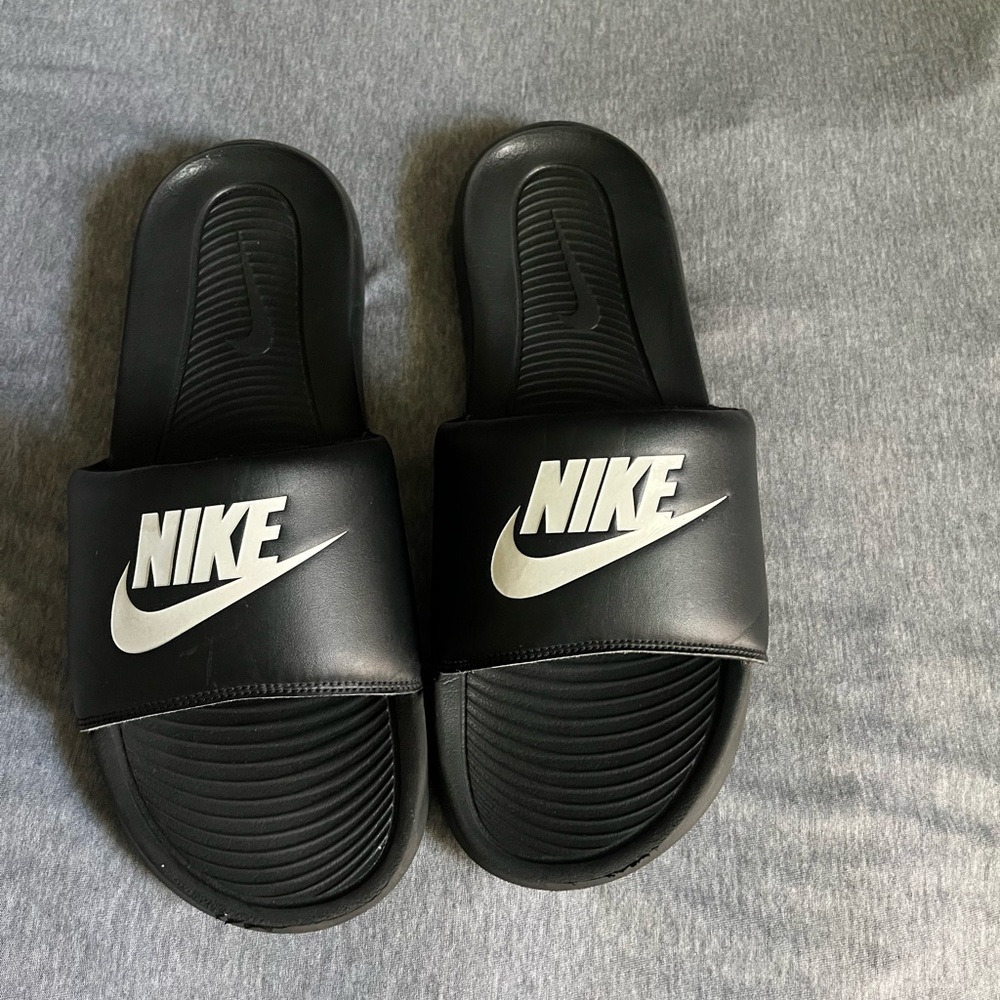 Nike Black and White Slide Sandals